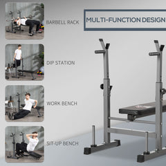 PURE Adjustable Weight Bench, Foldable Bench, with Barbell Rack, Grey