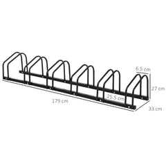 PURE Bike Stand Parking Rack Floor or Wall Mount Bicycle Cycle Storage Locking Stand 179L x 33W x 27H (6 Racks, Black)