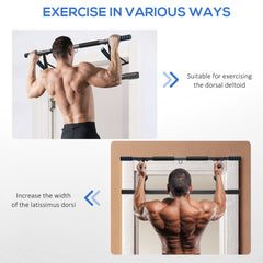 PURE Pull-Up Bar, No-Drilling Chin-Up Bar, Push-Up Stand with Resistance Bands, Padded Handles for Home Gym Exercise, Blue