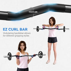 PURE 120cm EZ Barbell Bar for 5cm Weight Plates, with Spring Clips, 8kg