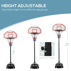PURE Basketball Hoop Outdoor, Portable Basketball Hoop and Stand with Weighted Base, Portable on Wheels, 1.55-2.1m, for Teens, Juniors, Adults, White