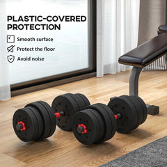 PURE 30kg 2 IN 1 Adjustable Dumbbells Weight Set, Dumbbell Hand Weight Barbell for Body Fitness, Lifting Training for Home, Office, Gym, Black