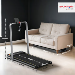 PURE Folding Walking Treadmill, Under Desk Walking Pad with Incline, Silver Tone