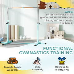 PURE Height Adjustable Gymnastics Horizontal Bar for Kids, Children Junior Kip High Bar Fitness, Light Blue