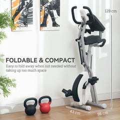 PURE Five-in-one Foldable Exercise Bike, Stationary Bike with Arm Workout Bands, LDC Monitor, Phone Holder, White