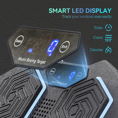 PURE Music Boxing Machine, Smart Bluetooth Boxing Machine Wall Mounted with 9 Speeds & Modes, LED Lights, Punching Pad for Adults, Black