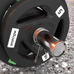 PURE Curl Bar with 30kg Weight Plates, Barbell Bar for 5cm Weight Plates, Home Gym Weight Lifting Bar, 120cm, 38kg