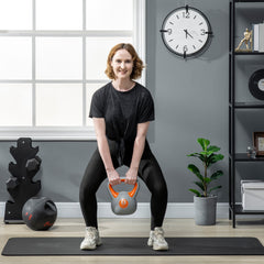 PURE Kettlebell, 8kg Kettle Bells with Handle for Home Gym Weight Lifting and Strength Training, Orange and Grey