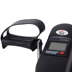 PURE Mini Exercise Bike, Portable Pedal Exerciser, Under Desk Bike with LCD Display for Legs and Arms Training, Black