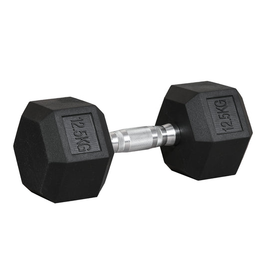 PURE 12.5KG Single Rubber Hex Dumbbell Portable Hand Weights Dumbbell Home Gym