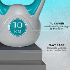 PURE Kettlebell, 10kg Kettle Bells with Handle for Home Gym Weight Lifting and Strength Training, Light Blue and Grey