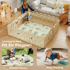 PURE Baby Play Mat, Double Sideded Foldable Kids Crawling Mat, Reversible & Waterproof, Animal
