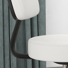 PURE Beautician's Swivel Salon Chair w/ Padded Seat Back 5 Wheels Adjustable Height Salon Hairdressers Tattoo Spa Rolling Cushion Professional 48cm White