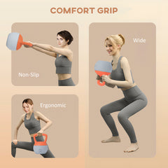 PURE 10KG Soft Kettlebell, Kettle Bell with Non-Slip Handle for Home Gym, Weight Lifting, Strength Training, Orange/Grey