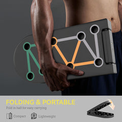 PURE Foldable Push Push Up Board with Non-Slip Pads, for Chest, Arms, Shoulders, Black