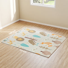 PURE Animal-Themed Baby Plat Mat Double Sided, Foldable, Water-Resistant for Outdoor/Indoor, 177 x 146 x 1.5cm