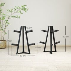 PURE Weight Tree Weight Rack for 5cm Weight Plates and Barbell Bar with 6 Fasten Clamps, 300kg Capacity