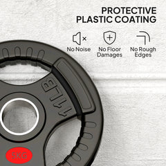 PURE Olympic Weight Plates, 2"/5cm Weight Disc Pair with Tri-Grips, 2 x 5kg Dumbbell Plates for Weightlifting and Strength Training Home Gym Fitness Workout, Black