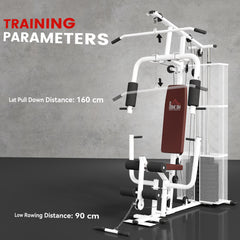 PURE Multifunction Home Gym Weight Training Workout Station Fitness Strength Machine, White