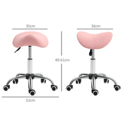 PURE Saddle Stool, Height Adjustable Salon Chair for Massage Spa, Faux Leather, Pink