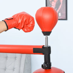PURE 155-205cm 3-IN-1 Freestanding Boxing Punching Bag Stand, Boxing Speed Trainer with Rotating Flexible Arm, Speed Ball, Fillable Base, Red