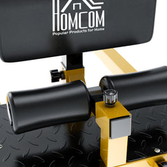 PURE Squat Machine with Push Up Stand, Padded Hip Thrust Bench with Adjustable Cushion for Home Gym Work Out, Yellow