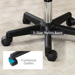 PURE Beautician's Swivel Salon Chair w/ Padded Seat Back 5 Wheels Adjustable Height Salon Hairdressers Tattoo Spa Rolling Cushion Professional 48cm Brown