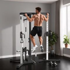 PURE Home Gym Machine, Multifunctional Gym Equipment with High and Low Pulleys, Pull Up Bar, 15-Position Adjustable Strength Training Workout Station for Full Body Fitness