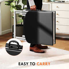 PURE Portable Massage Table, 3 Section Adjustable Beauty Bed, Foldable Massage Bed with Face Hole, Recliner Chair with Removable Headrest and Armrests for Spa, Lash, Tattoo, Black