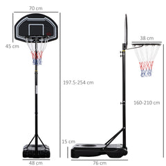 PURE Adjustable Basketball Hoop and Stand, with Wheels and Weight Base Black