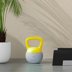 PURE 6KG Soft Kettlebell, Kettlebell with Non-Slip Handle for Home Gym, Weight Lifting, Strength Training, Yellow/Grey