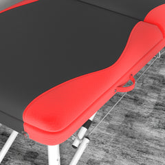 PURE Foldable Massage Bed Portable Table, 3-Section Aluminium Foldable Beauty Couch, Professional Salon Spa Table with Headrest Support and Carry Bag, 60 cm Width, Black and Red