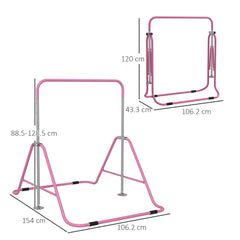 PURE Kids Gymnastic Bar, with Adjustable Height, Foldable Horizontal Bars - Pink