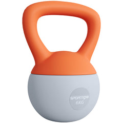 PURE 6KG Soft Kettlebell with Non-Slip Handle, for Home Gym, Weight Lifting, Strength Training, Orange/Grey