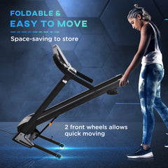 PURE Folding Treadmill, 2.0HP Incline Treadmill Running Machine, 12.8 km/h, with LED Display, Manual Incline, 12 Preset Programs, Drink & Phone Holder for Home Gym Fitness