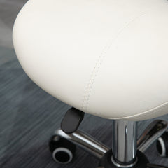 PURE Cosmetic Stool 360° Rotate Height Adjustable Salon Massage Spa Chair Hydraulic Rolling Faux Leather Saddle Stool, Cream