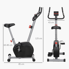 PURE Quiet Exercise Bike with 8-Level Magnetic Resistance and Heart Rate Sensor, for Home Gym, Grey and black