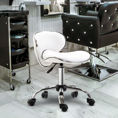PURE Adjustable Rolling Swivel Beauty Salon Chair, Stool for Spa, Technician - White