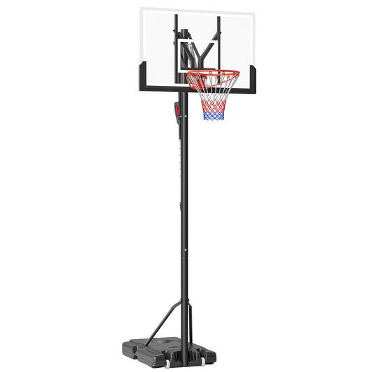 PURE Six-Level Height Adjustable Freestanding Basketball Hoop and Stand with Wheels, 2.35-3.05m