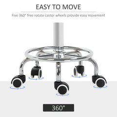 PURE Round Rolling Stool, PU Leather Height Adjustable Stool Chair with Wheels and Swivel Seat for Salon, Massage, Spa, Home Kitchen, Black