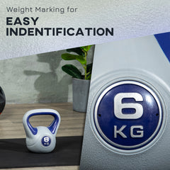 PURE Kettlebell, 6kg Kettle Bells with Handle for Home Gym Weight Lifting and Strength Training, Purple and Grey