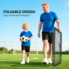 PURE Double Sided Football Rebounder Net, Football Rebound Goal with Five Adjustable Angles, Black