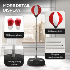 PURE Punching Bag with Stand Boxing Bag Set with Adjustable Height, Red