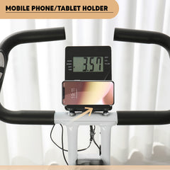 PURE Folding and Quiet Exercise Bike with 8-Level Magnetic Resistance and Heart Rate Sensor, for Home Gym, Black and White