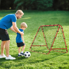 PURE Double Sided Football Rebounder Net, Football Rebound Goal with Five Adjustable Angles, Red
