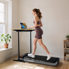 PURE Folding Walking Treadmill, Under Desk Walking Pad with Incline, Silver Tone