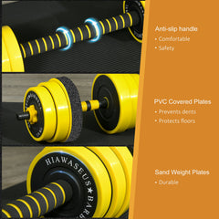 PURE 30KG Dumbbell & Barbell Adjustable Set Plate Bar Clamp Rod Home Gym Sports Area Exercise Ergonomic