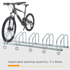 PURE Bike Stand Parking Rack Floor or Wall Mount Bicycle Cycle Storage Locking Stand (5 Racks, Silver)