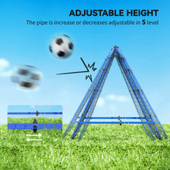 PURE Double Sided Football Rebounder Net, Football Rebound Goal with Five Adjustable Angles, Blue