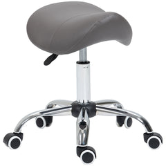 PURE Cosmetic Stool 360° Rotate Height Adjustable Salon Massage Spa Chair Hydraulic Rolling Faux Leather Saddle Stool, Grey